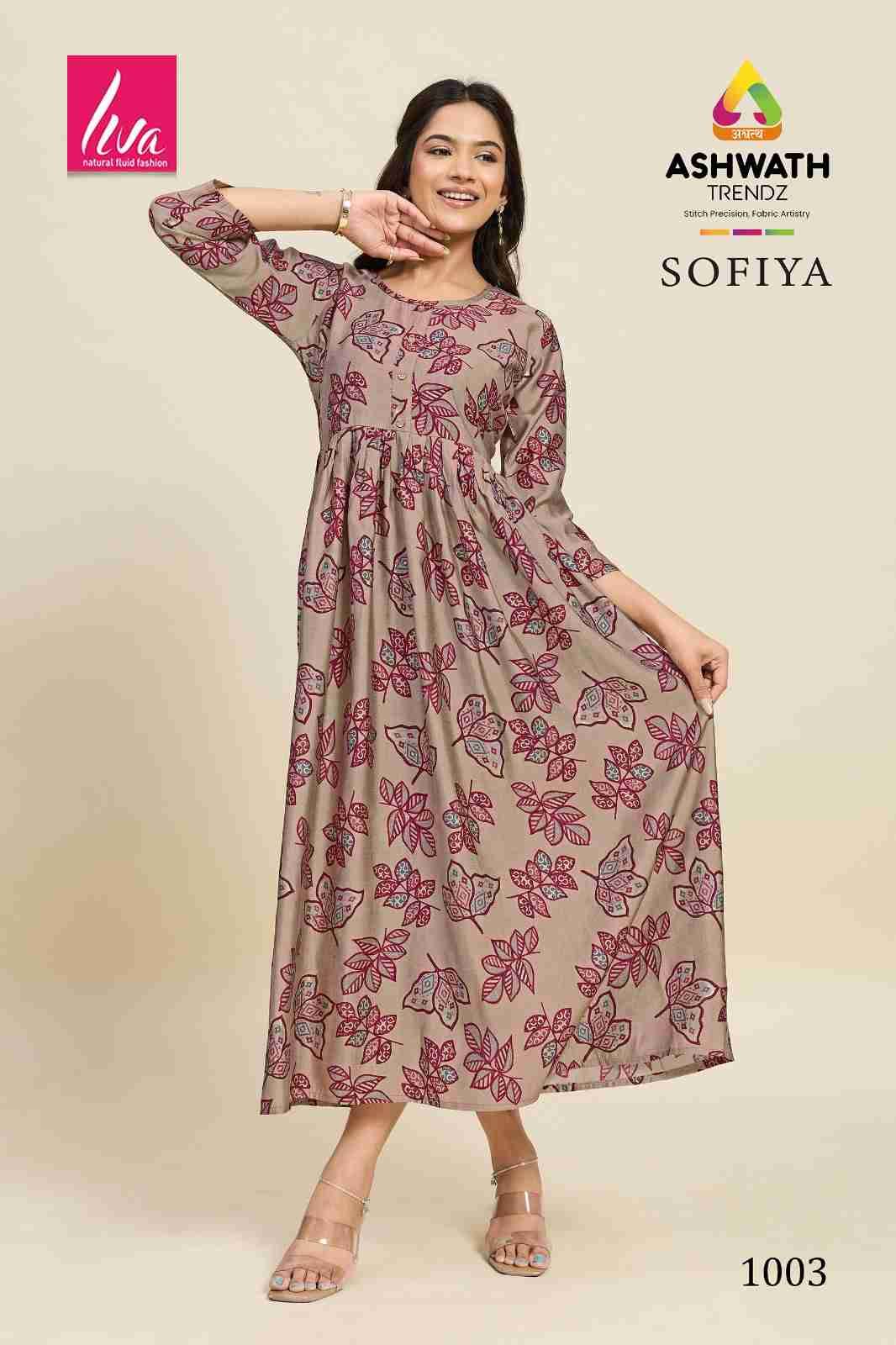 Sofiya By Ashwath Trendz 1001 To 1012 Series Designer Stylish Fancy Colorful Beautiful Party Wear & Ethnic Wear Collection Chanderi Print Kurtis At Wholesale Price