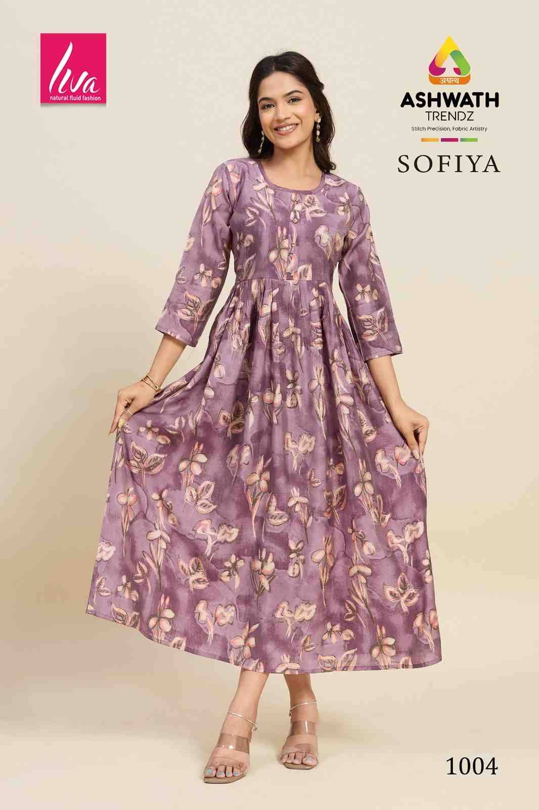 Sofiya By Ashwath Trendz 1001 To 1012 Series Designer Stylish Fancy Colorful Beautiful Party Wear & Ethnic Wear Collection Chanderi Print Kurtis At Wholesale Price