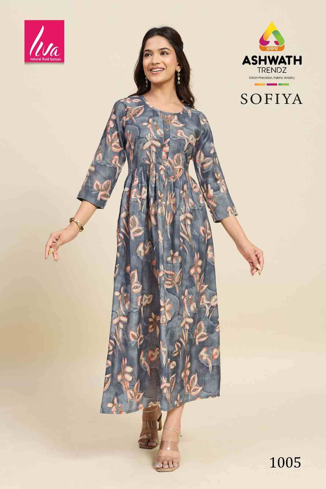 Sofiya By Ashwath Trendz 1001 To 1012 Series Designer Stylish Fancy Colorful Beautiful Party Wear & Ethnic Wear Collection Chanderi Print Kurtis At Wholesale Price