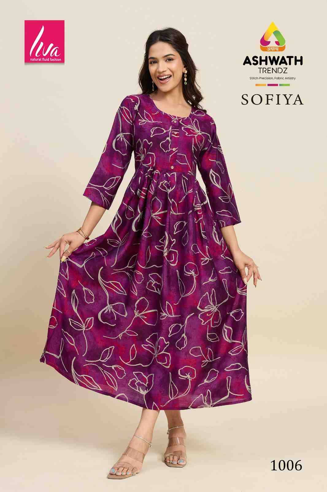 Sofiya By Ashwath Trendz 1001 To 1012 Series Designer Stylish Fancy Colorful Beautiful Party Wear & Ethnic Wear Collection Chanderi Print Kurtis At Wholesale Price