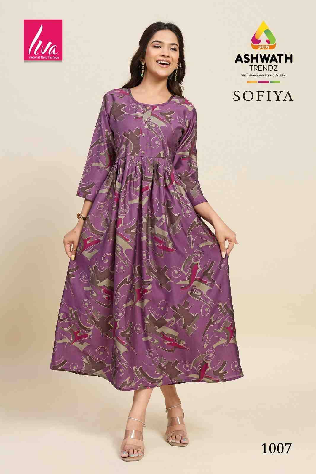 Sofiya By Ashwath Trendz 1001 To 1012 Series Designer Stylish Fancy Colorful Beautiful Party Wear & Ethnic Wear Collection Chanderi Print Kurtis At Wholesale Price