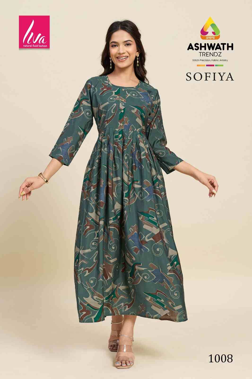 Sofiya By Ashwath Trendz 1001 To 1012 Series Designer Stylish Fancy Colorful Beautiful Party Wear & Ethnic Wear Collection Chanderi Print Kurtis At Wholesale Price