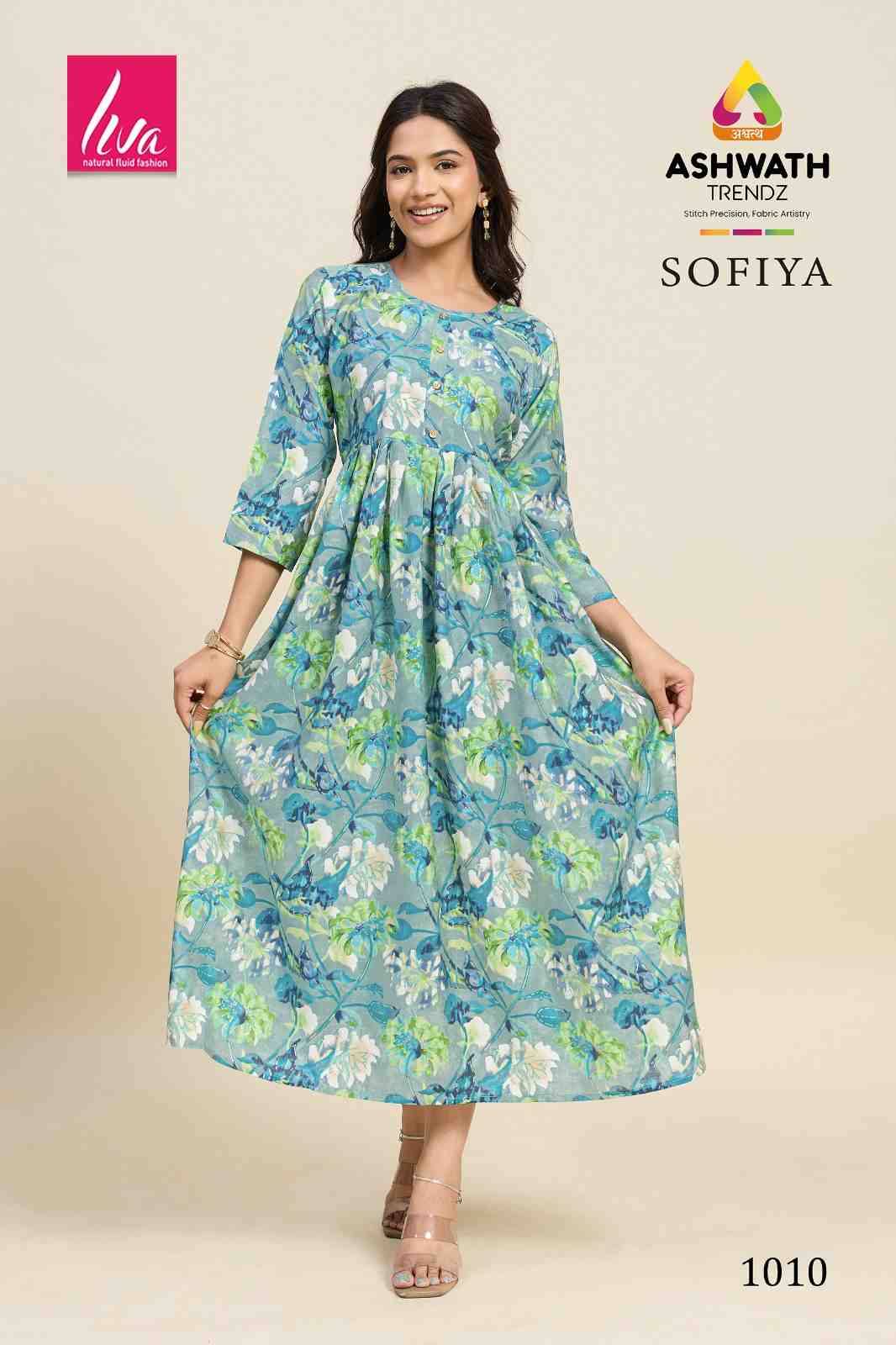 Sofiya By Ashwath Trendz 1001 To 1012 Series Designer Stylish Fancy Colorful Beautiful Party Wear & Ethnic Wear Collection Chanderi Print Kurtis At Wholesale Price