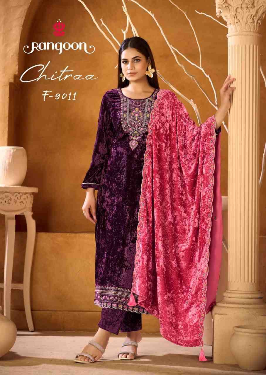Chitraa By Rangoon 9011 To 9014 Series Beautiful Suits Colorful Stylish Fancy Casual Wear & Ethnic Wear Viscose Velvet Dresses At Wholesale Price