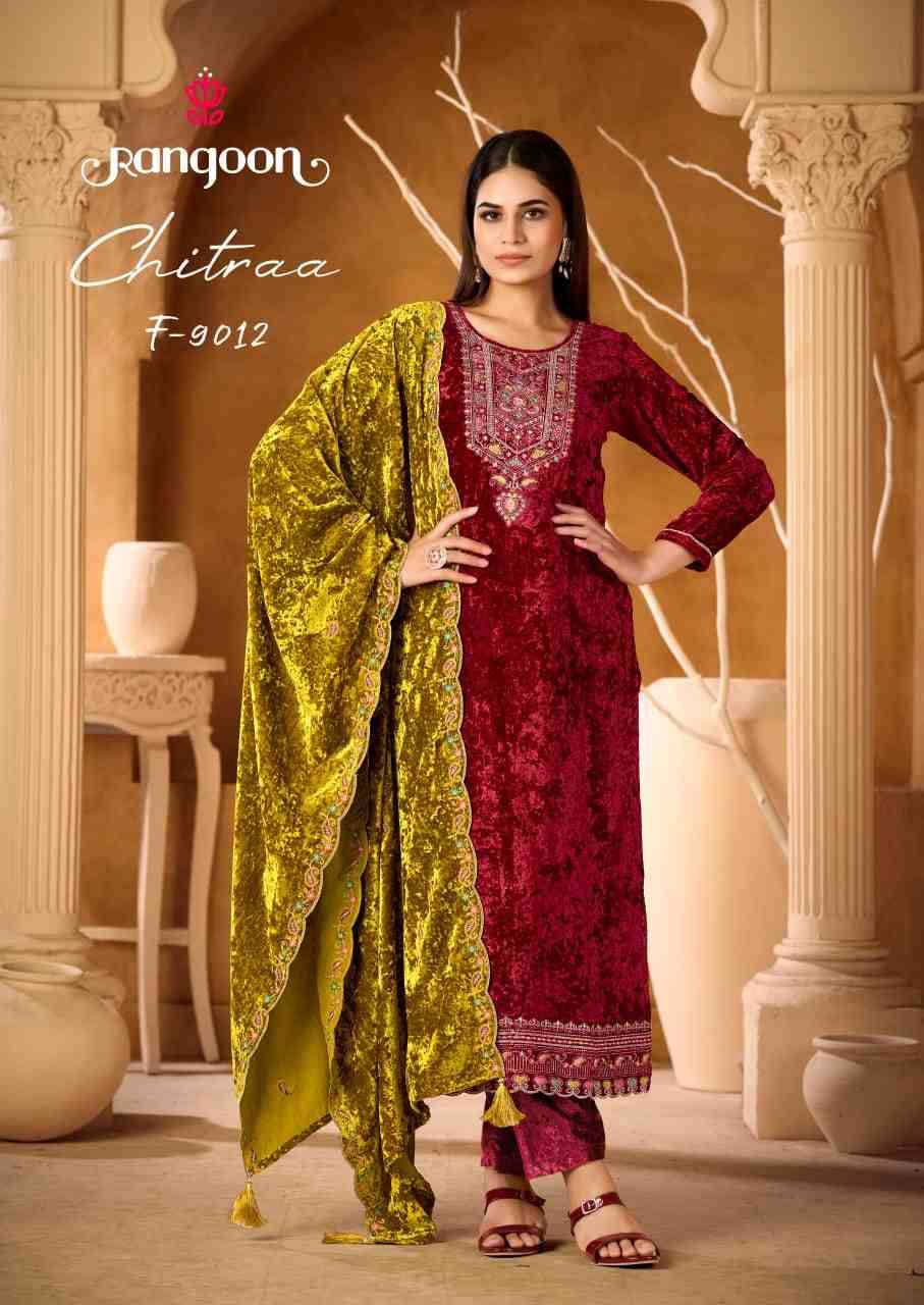 Chitraa By Rangoon 9011 To 9014 Series Beautiful Suits Colorful Stylish Fancy Casual Wear & Ethnic Wear Viscose Velvet Dresses At Wholesale Price