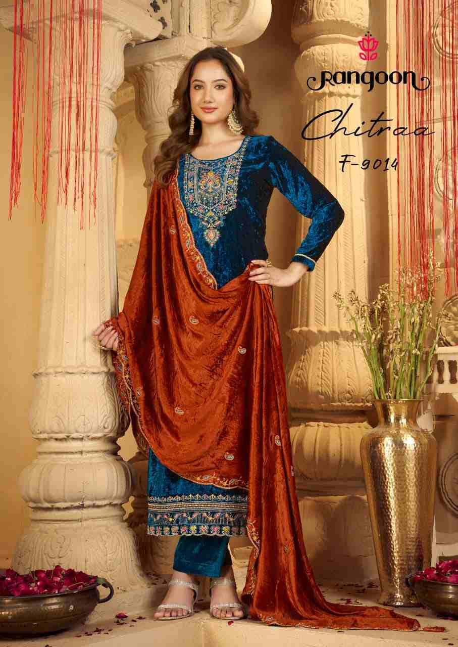 Chitraa By Rangoon 9011 To 9014 Series Beautiful Suits Colorful Stylish Fancy Casual Wear & Ethnic Wear Viscose Velvet Dresses At Wholesale Price