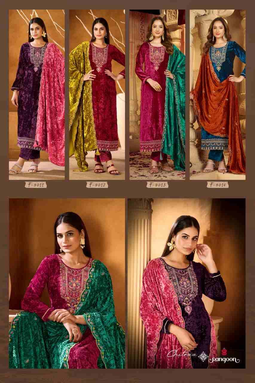 Chitraa By Rangoon 9011 To 9014 Series Beautiful Suits Colorful Stylish Fancy Casual Wear & Ethnic Wear Viscose Velvet Dresses At Wholesale Price