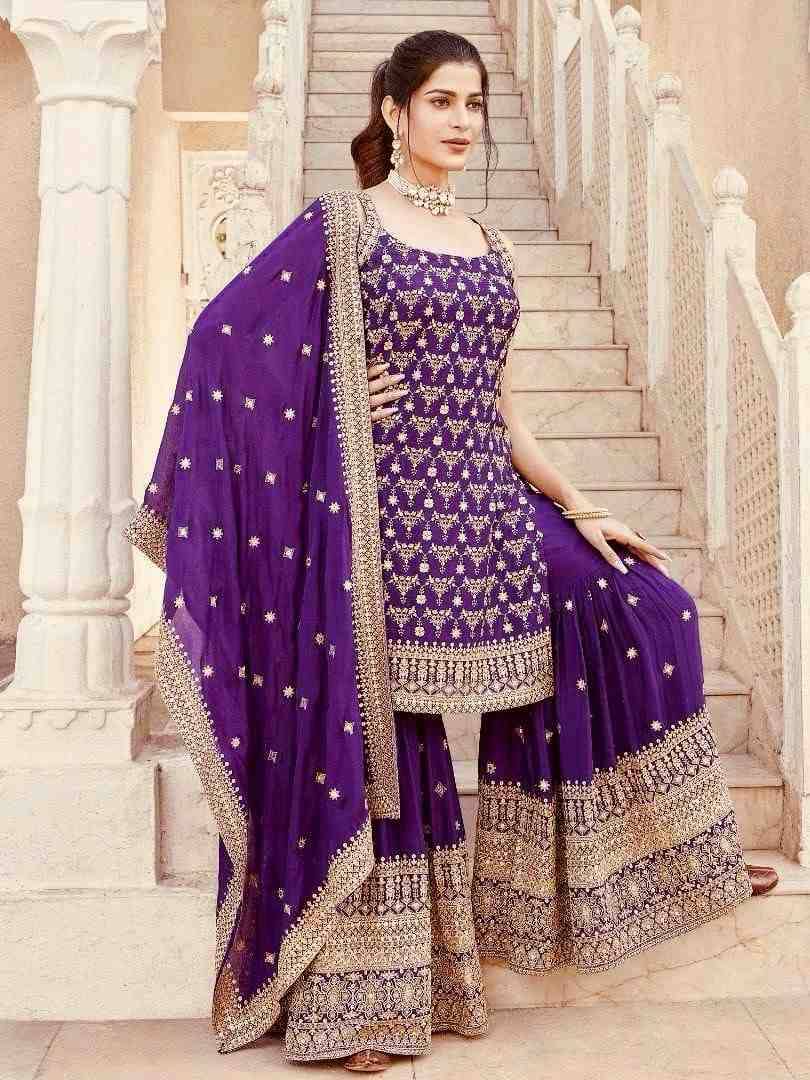 R-5892 By Fashid Wholesale Sharara Beautiful Suits Colorful Stylish Fancy Casual Wear & Ethnic Wear Faux Georgette Dresses At Wholesale Price