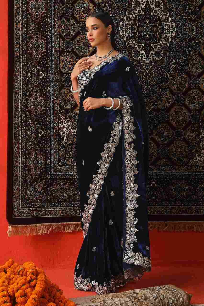 K-616 By Fashid Wholesale Indian Traditional Wear Collection Beautiful Stylish Fancy Colorful Party Wear & Occasional Wear Viscose Velvet Sarees At Wholesale Price