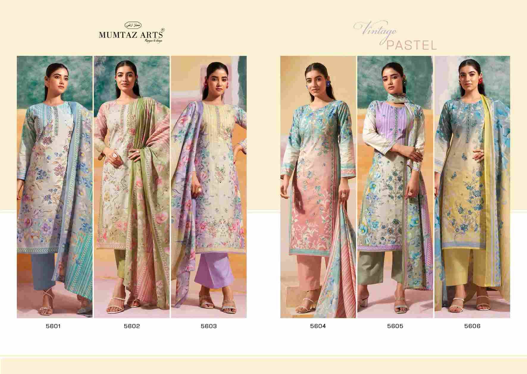 Vintage Pastel By Mumtaz Arts 5601 To 5606 Series Designer Festive Suits Collection Beautiful Stylish Fancy Colorful Party Wear & Occasional Wear Pure Cambric Cotton Dresses At Wholesale Price