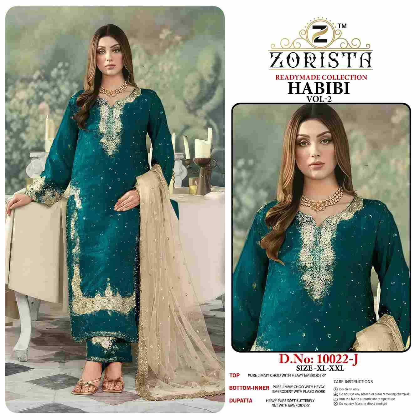 Habibi Vol-2 By Zorista 10022-F To 10022-K Series Designer Pakistani Suits Beautiful Fancy Stylish Colorful Party Wear & Occasional Wear Jimmy Choo With Embroidery Dresses At Wholesale Price