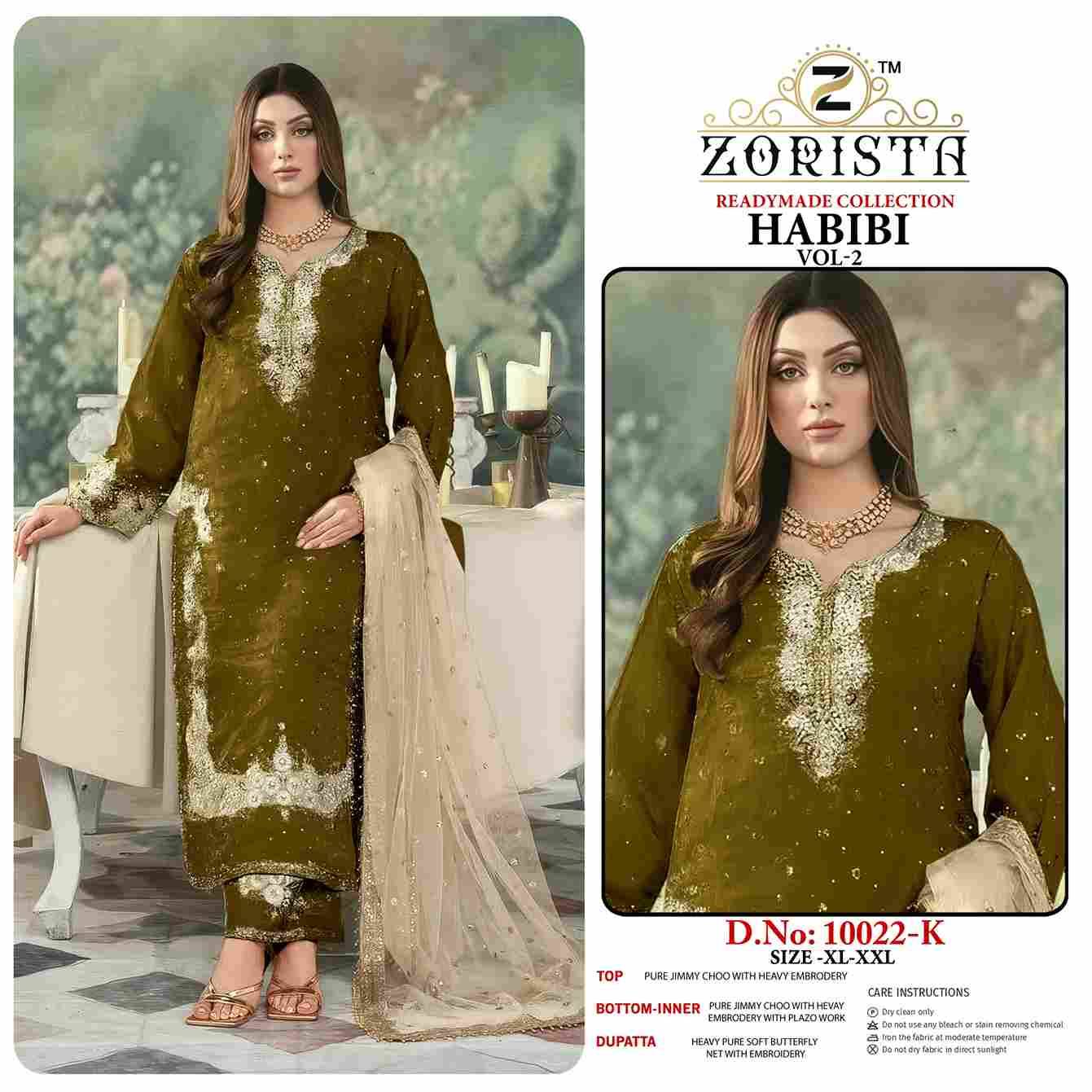 Habibi Vol-2 By Zorista 10022-F To 10022-K Series Designer Pakistani Suits Beautiful Fancy Stylish Colorful Party Wear & Occasional Wear Jimmy Choo With Embroidery Dresses At Wholesale Price