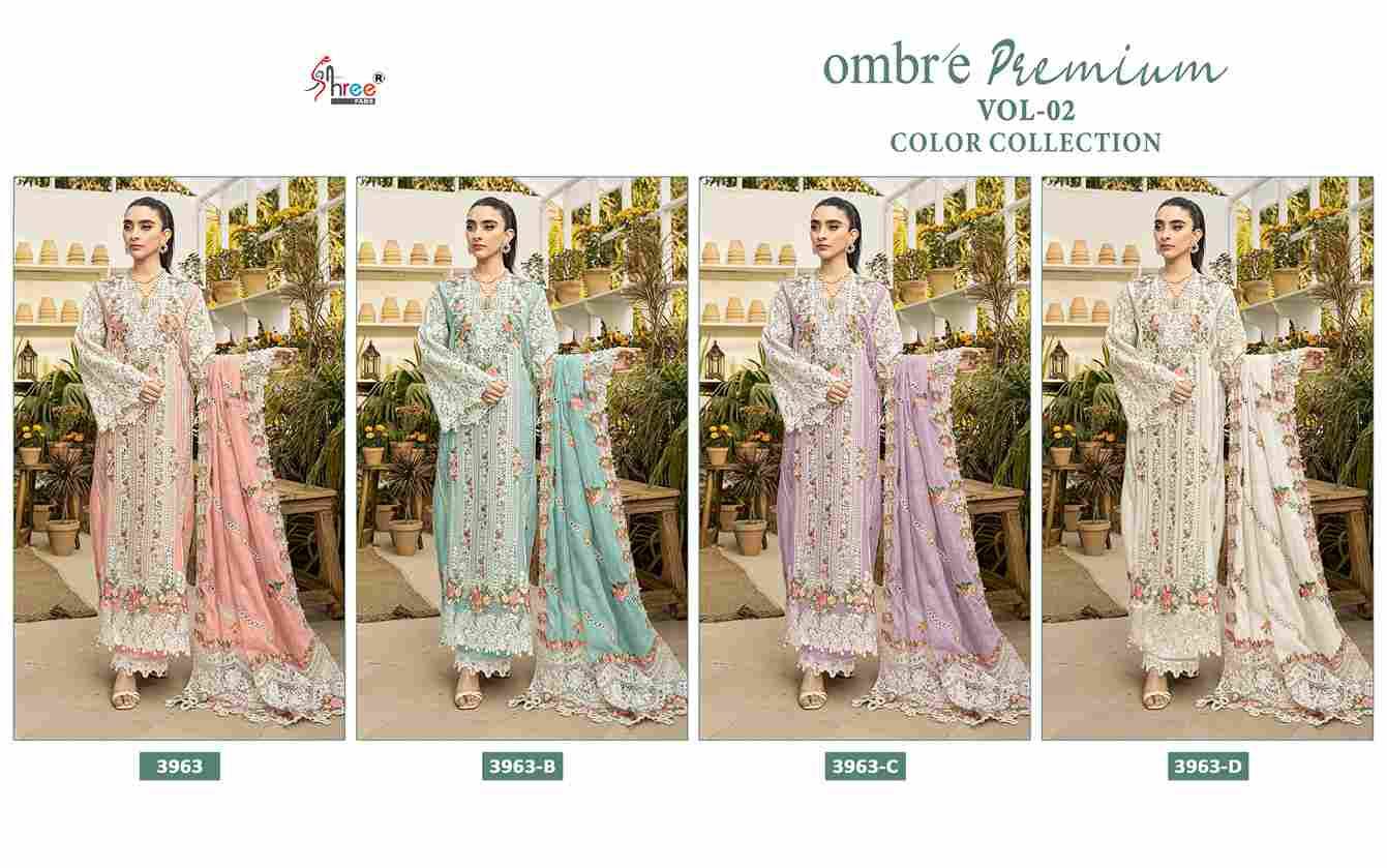 Ombre 3963 Colours By Shree Fabs 3963-A To 3963-D Series Designer Pakistani Suits Collection Beautiful Stylish Fancy Colorful Party Wear & Ethnic Wear Pure Viscose With Pure Cotton With Embroidery Dresses At Wholesale Price