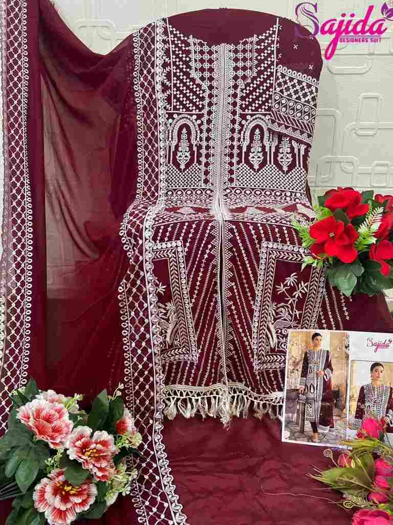 Afrana By Sajida Designer Suit 1113-A To 1113-D Series Beautiful Pakistani Suits Colorful Stylish Fancy Casual Wear & Ethnic Wear Faux Georgette Embroidered Dresses At Wholesale Price