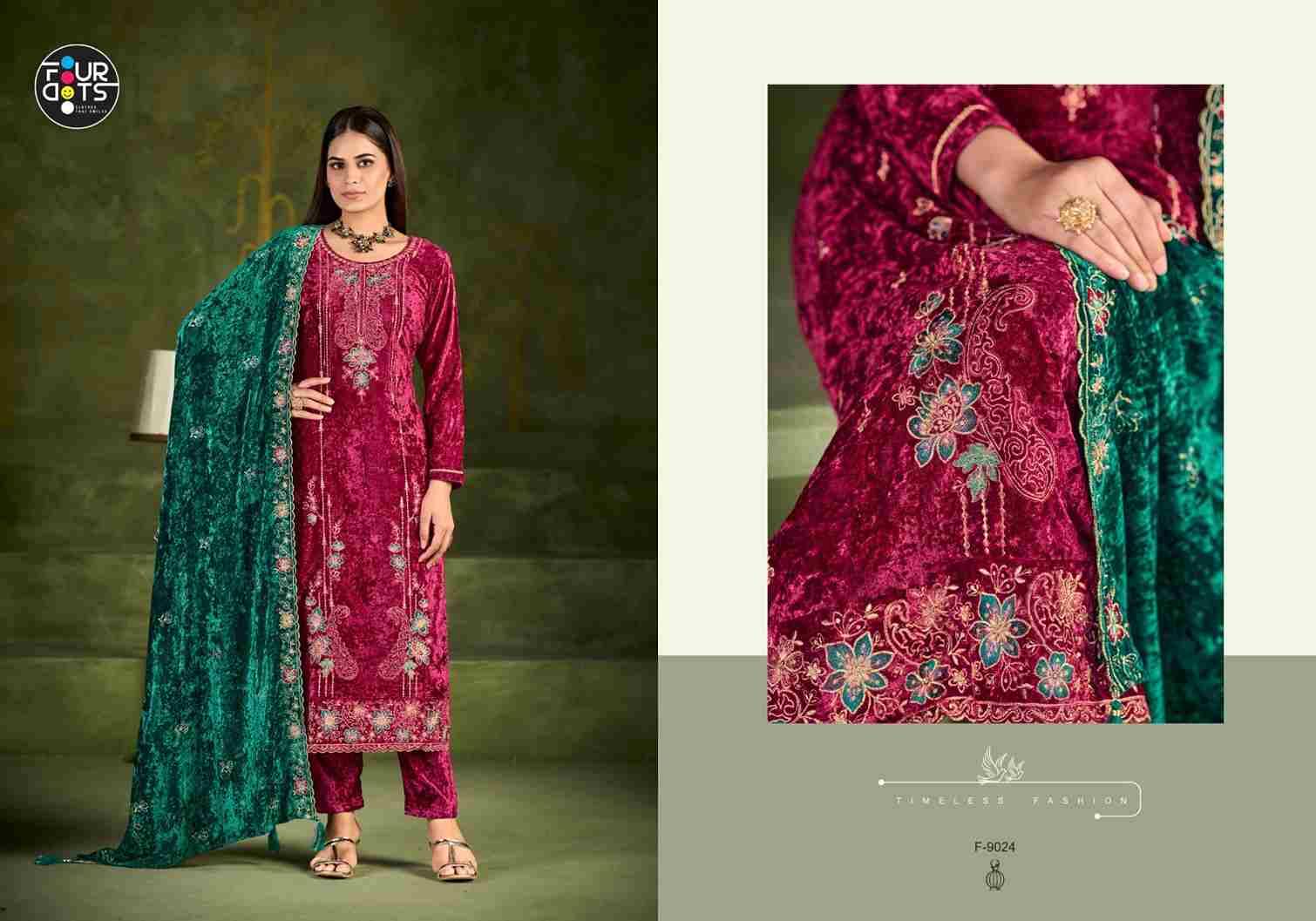 Roman Vol-2 By Four Dots 9021 To 9024 Series Designer Stylish Fancy Colorful Beautiful Party Wear & Ethnic Wear Collection Premium Velvet Dresses At Wholesale Price