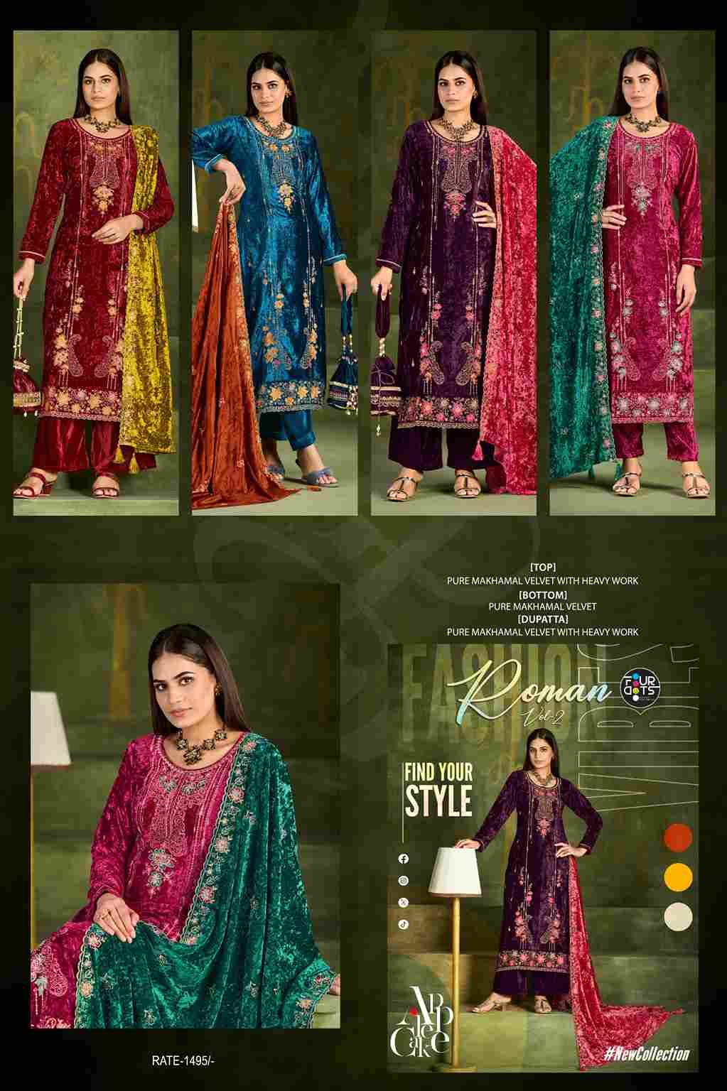 Roman Vol-2 By Four Dots 9021 To 9024 Series Designer Stylish Fancy Colorful Beautiful Party Wear & Ethnic Wear Collection Premium Velvet Dresses At Wholesale Price