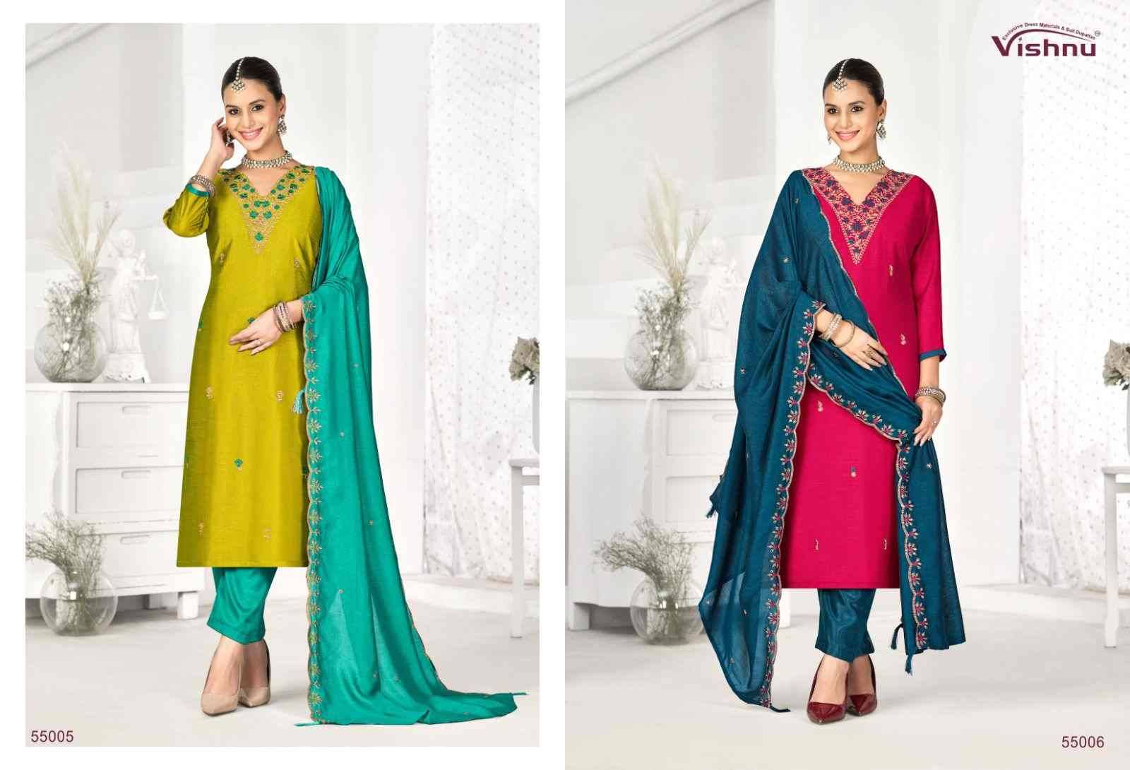Sunayana By Vishnu 55001 To 55012 Series Beautiful Stylish Festive Suits Fancy Colorful Casual Wear & Ethnic Wear & Ready To Wear Vichitra Silk Dresses At Wholesale Price