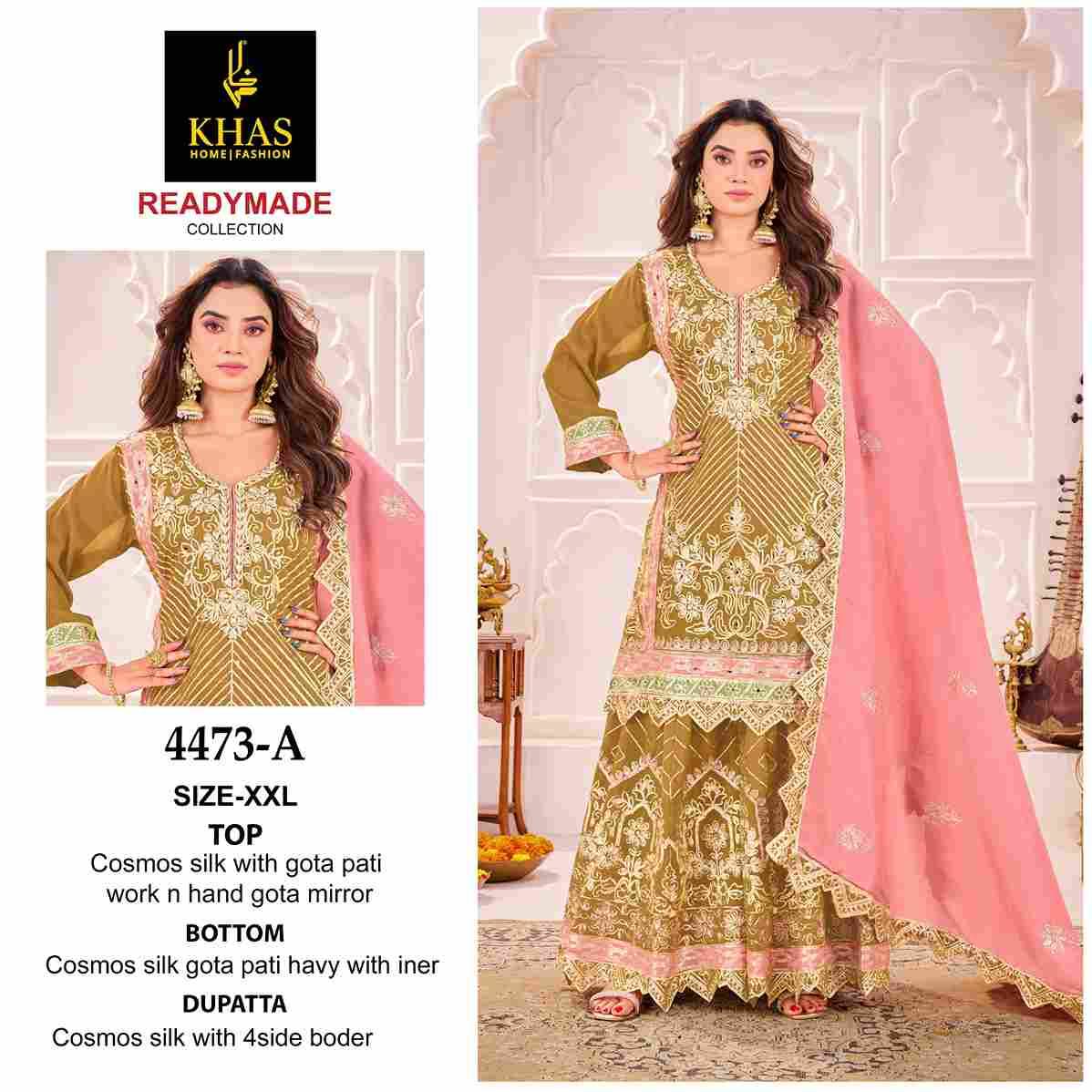 Khas 4473 Colours By Khas 4473-A To 4473-C Series Beautiful Pakistani Suits Colorful Stylish Fancy Casual Wear & Ethnic Wear Cosmos Silk Dresses At Wholesale Price