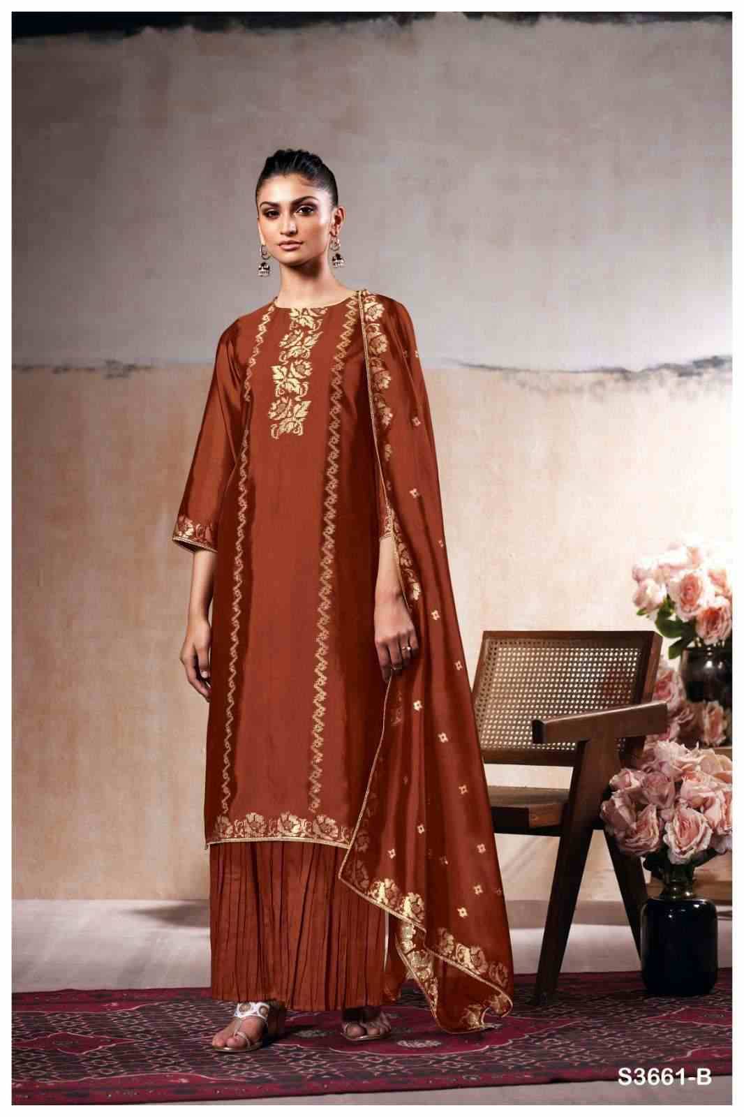 Abigail-3661 By Ganga Fashion 3661-A To 3661-E Series Beautiful Festive Suits Stylish Colorful Fancy Casual Wear & Ethnic Wear Premium Viscose Silk Jacquard Print Dresses At Wholesale Price