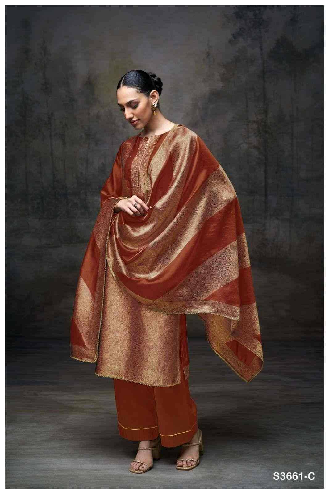 Abigail-3661 By Ganga Fashion 3661-A To 3661-E Series Beautiful Festive Suits Stylish Colorful Fancy Casual Wear & Ethnic Wear Premium Viscose Silk Jacquard Print Dresses At Wholesale Price