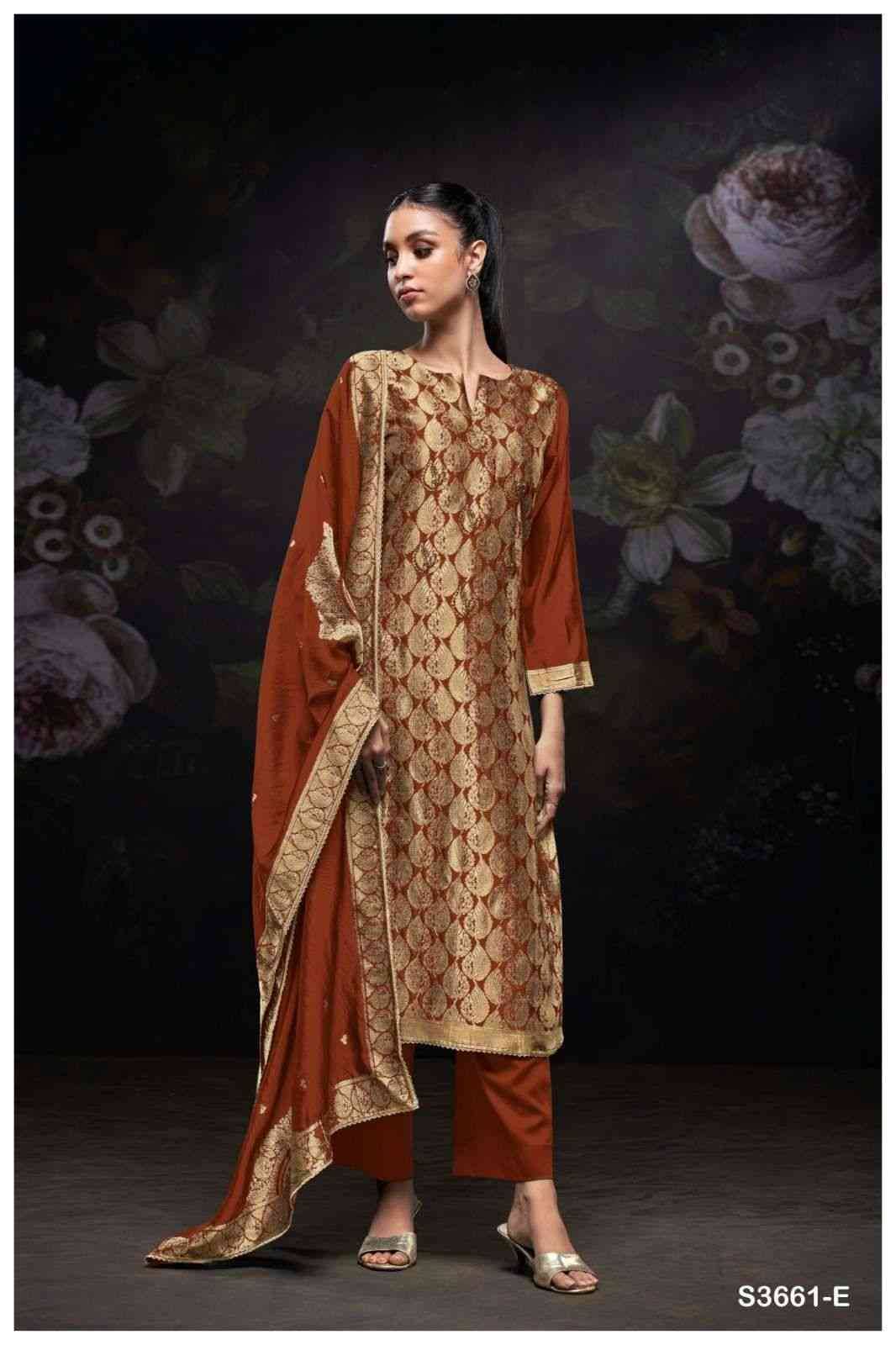 Abigail-3661 By Ganga Fashion 3661-A To 3661-E Series Beautiful Festive Suits Stylish Colorful Fancy Casual Wear & Ethnic Wear Premium Viscose Silk Jacquard Print Dresses At Wholesale Price