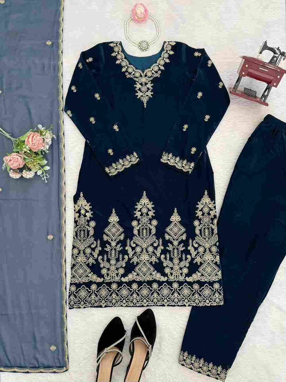 K-1547 By Fashid Wholesale Beautiful Festive Suits Colorful Stylish Fancy Casual Wear & Ethnic Wear Heavy Viscose Velvet Dresses At Wholesale Price