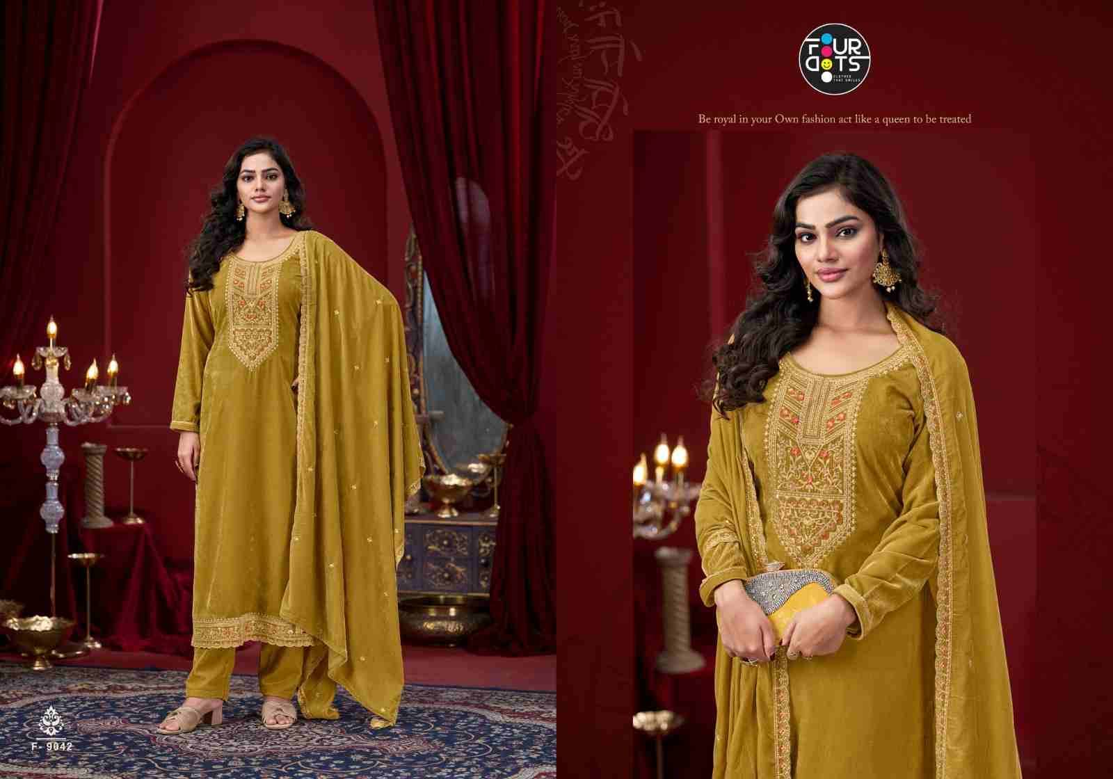 Classy By Four Dots 9041 To 9044 Series Designer Stylish Fancy Colorful Beautiful Party Wear & Ethnic Wear Collection Premium Velvet Dresses At Wholesale Price