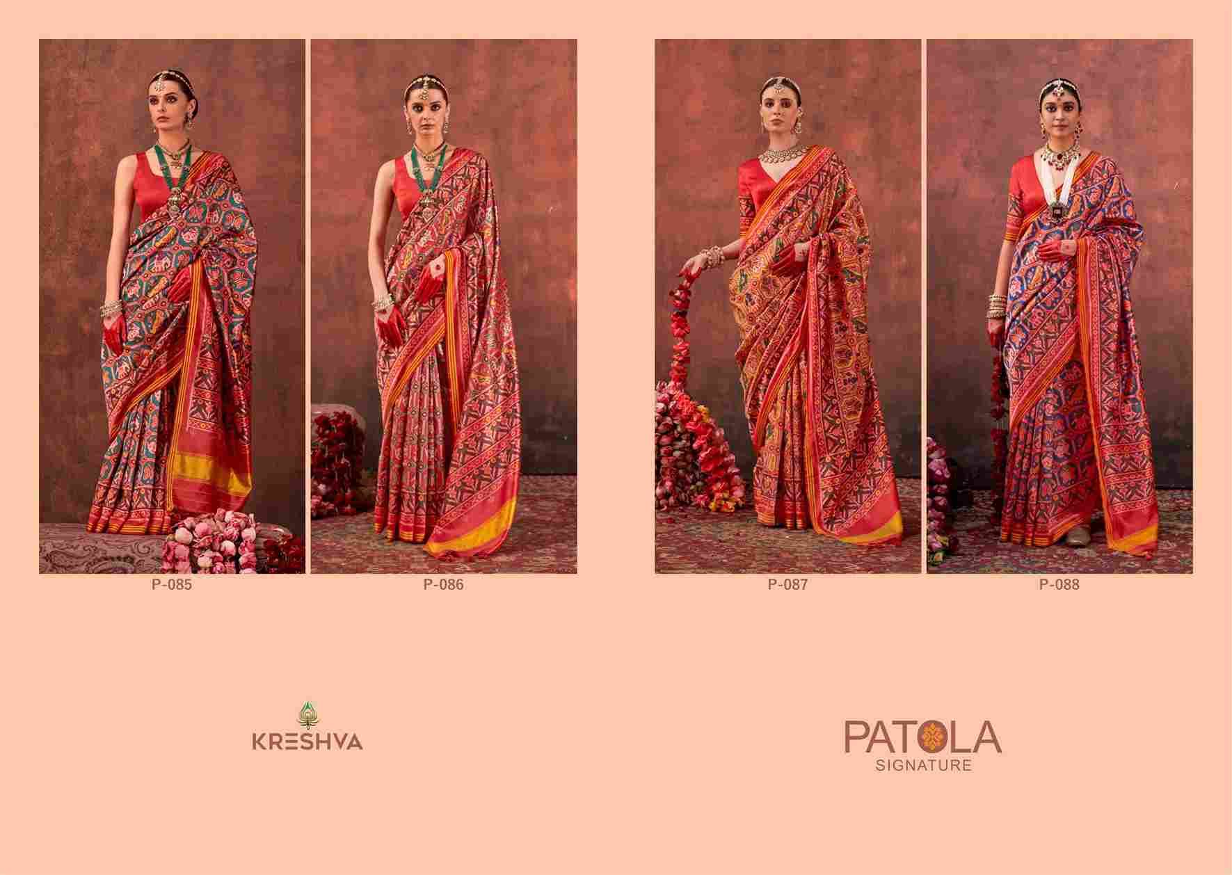 Patola Signature By Kreshva 085 To 088 Series Indian Traditional Wear Collection Beautiful Stylish Fancy Colorful Party Wear & Occasional Wear Silk Sarees At Wholesale Price