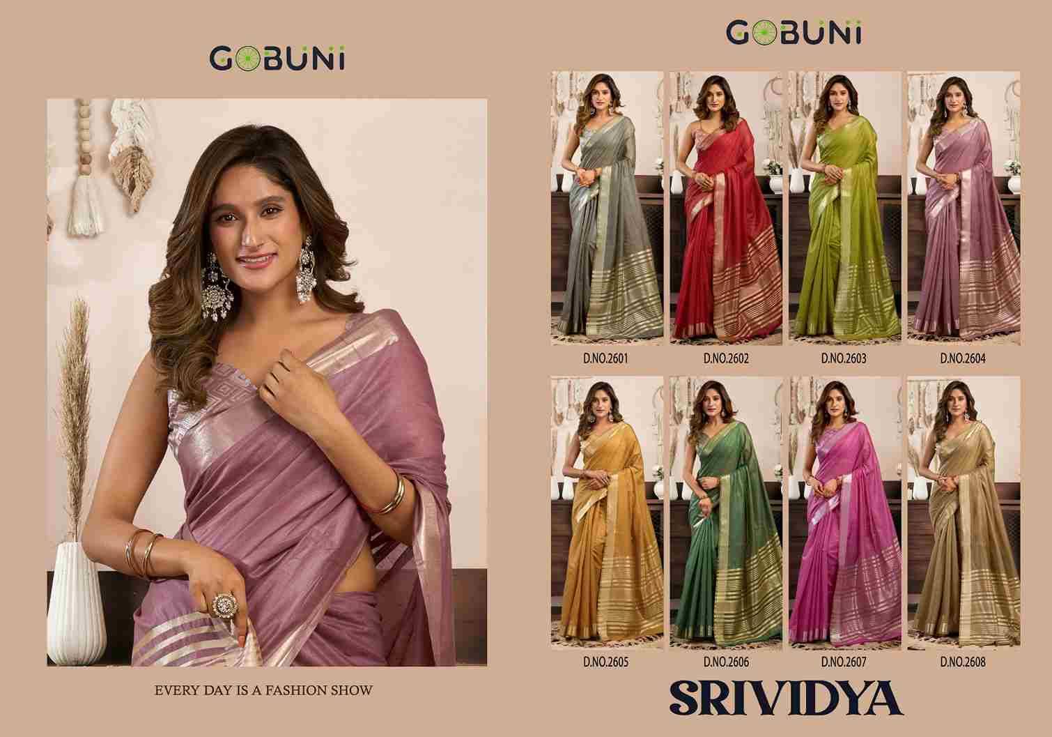 Srividya By Gobuni 2601 To 2608 Series Indian Traditional Wear Collection Beautiful Stylish Fancy Colorful Party Wear & Occasional Wear Khadi Cotton Sarees At Wholesale Price