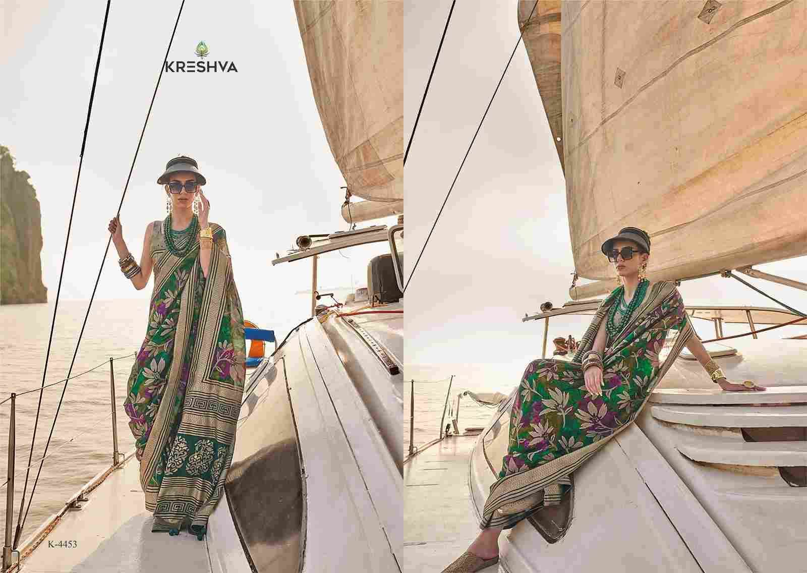 Magazine By Kreshva 4453 To 4458 Series Indian Traditional Wear Collection Beautiful Stylish Fancy Colorful Party Wear & Occasional Wear Georgette Sarees At Wholesale Price
