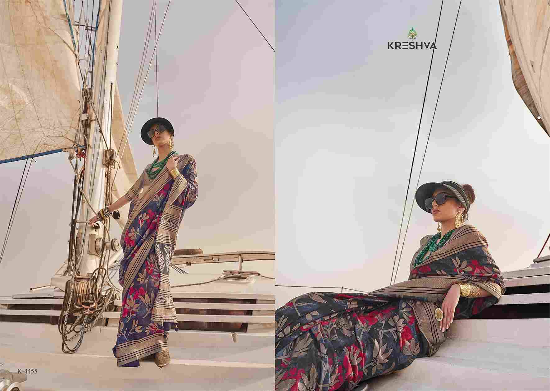 Magazine By Kreshva 4453 To 4458 Series Indian Traditional Wear Collection Beautiful Stylish Fancy Colorful Party Wear & Occasional Wear Georgette Sarees At Wholesale Price