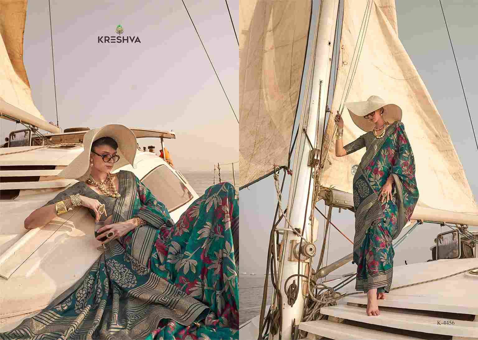 Magazine By Kreshva 4453 To 4458 Series Indian Traditional Wear Collection Beautiful Stylish Fancy Colorful Party Wear & Occasional Wear Georgette Sarees At Wholesale Price
