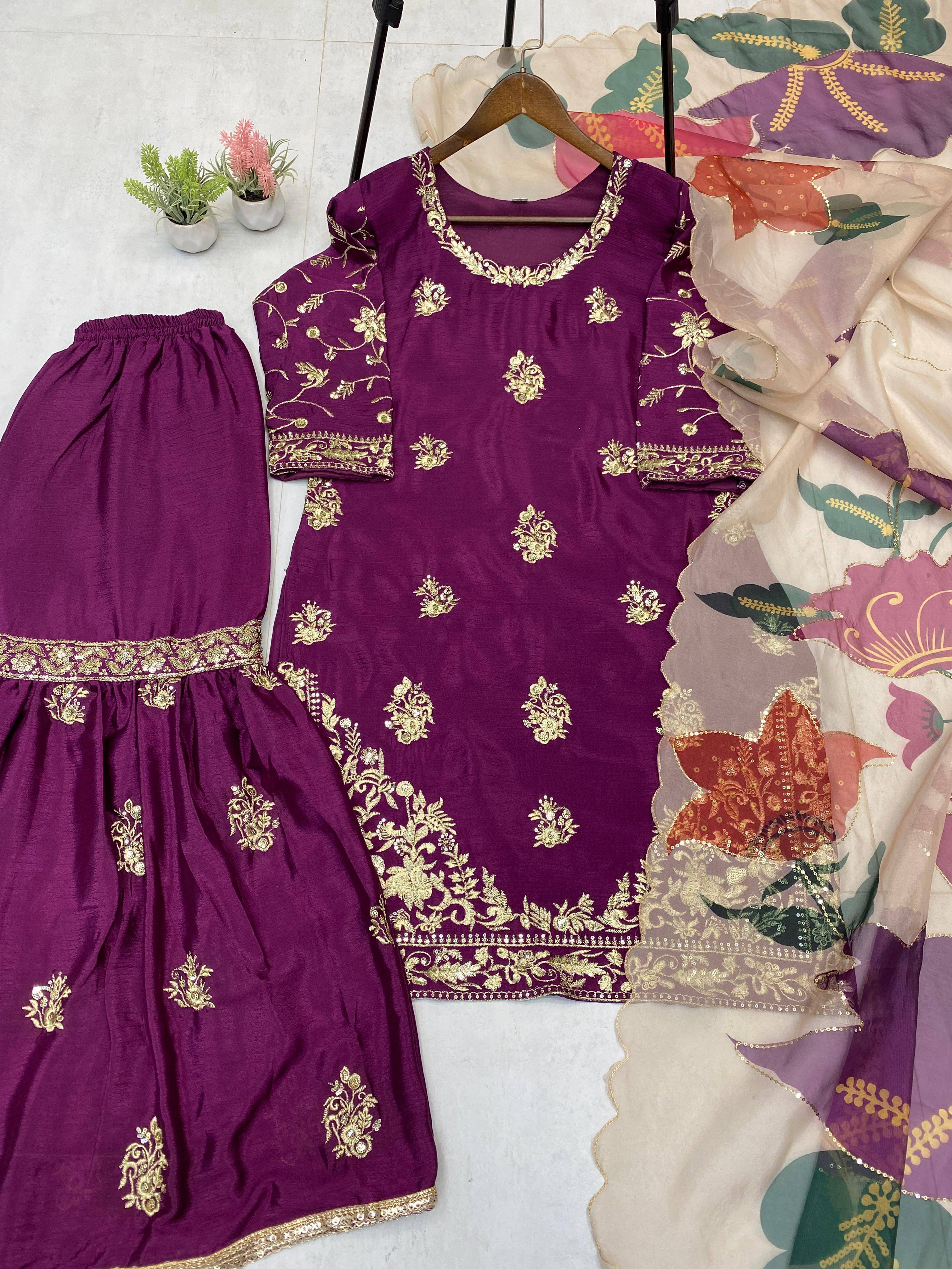 Le-1887 Vol-2 By Fashid Wholesale 01 To 02 Series Sharara Suits Beautiful Fancy Colorful Stylish Party Wear & Occasional Wear Chinnon Dresses At Wholesale Price