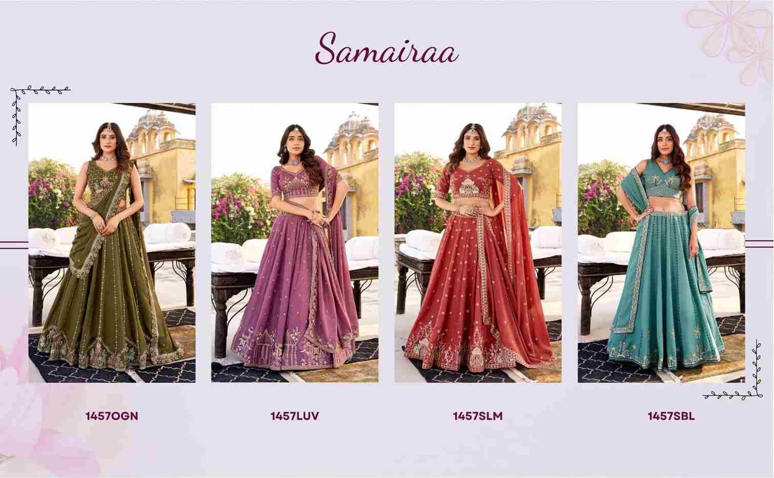 Samairaa By Fashid Wholesale 1457-A To 1457-D Series Designer Beautiful Wedding Collection Occasional Wear & Party Wear Crush Lehengas At Wholesale Price