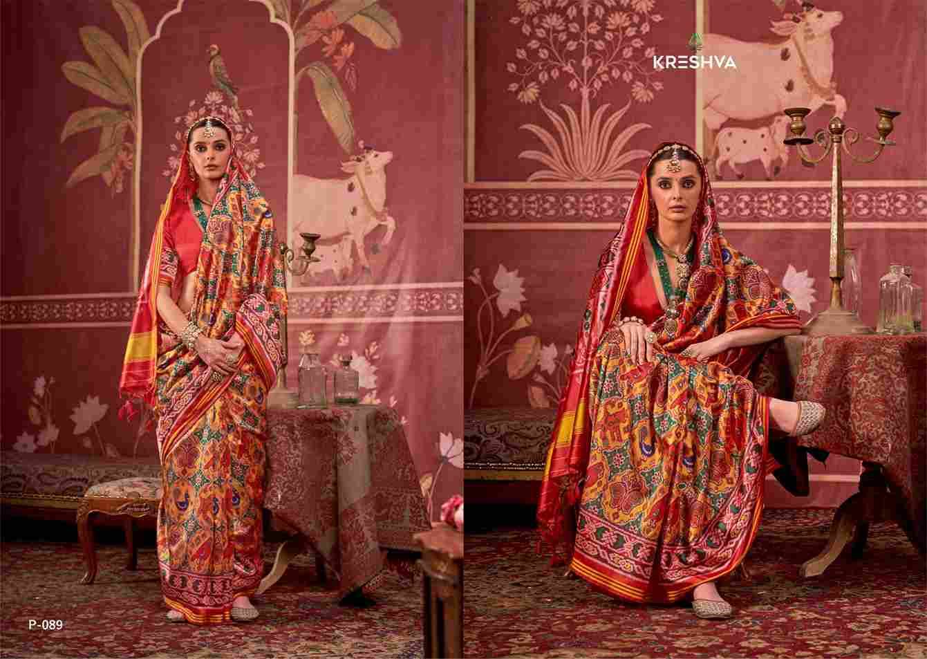 Patola Vintage By Kreshva 089 To 092 Series Indian Traditional Wear Collection Beautiful Stylish Fancy Colorful Party Wear & Occasional Wear Silk Sarees At Wholesale Price