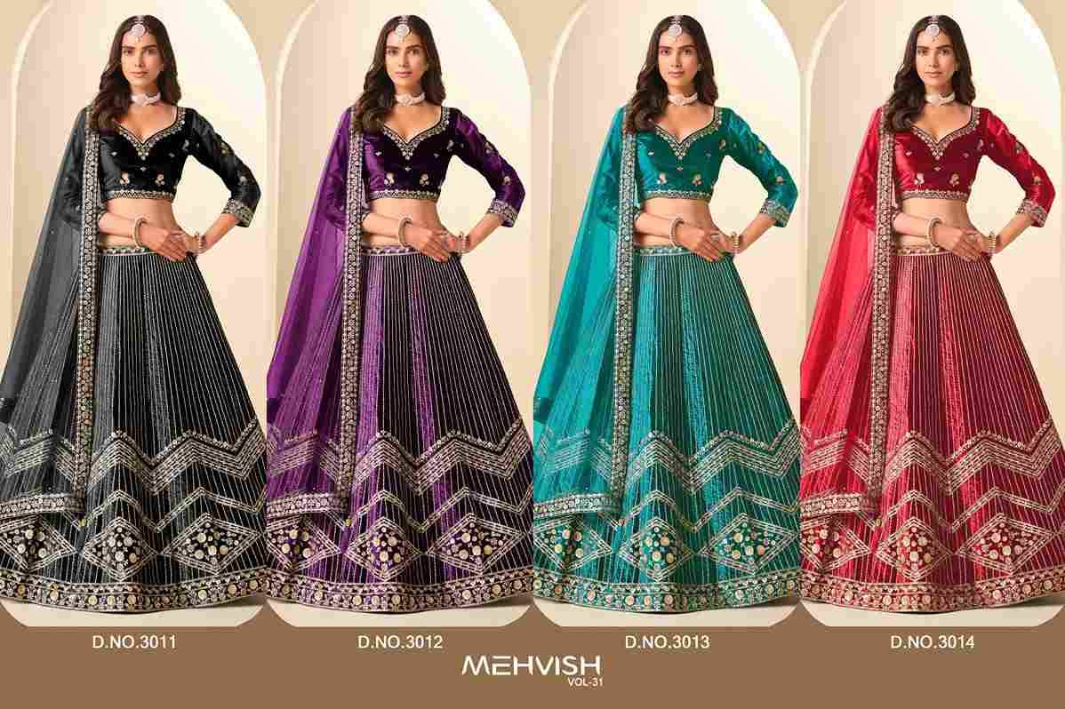 Mehvish Vol-31 By Fashid Wholesale 3011 To 3014 Series Designer Beautiful Collection Occasional Wear & Party Wear Velvet Lehengas At Wholesale Price