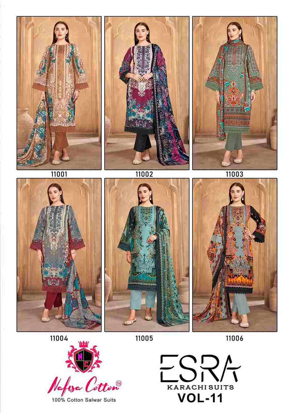 Esra Vol-11 By Nafisa Cotton 11001 To 11006 Series Beautiful Stylish Festive Suits Fancy Colorful Casual Wear & Ethnic Wear & Ready To Wear Pure Soft Cotton Dresses At Wholesale Price