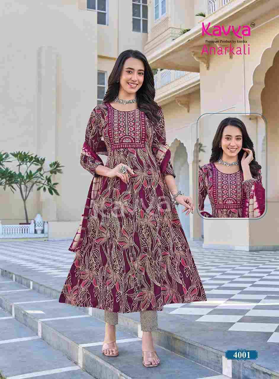 Anarkali Vol-4 By Kavya 4001 To 4010 Series Beautiful Festive Suits Stylish Fancy Colorful Casual Wear & Ethnic Wear Pure Rayon Print Dresses At Wholesale Price