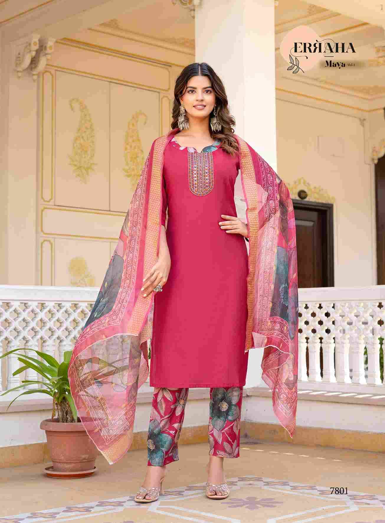 Maya Vol-1 By Erraha 7801 To 7808 Series Festive Suits Collection Beautiful Stylish Fancy Colorful Party Wear & Occasional Wear Vatican Dresses At Wholesale Price