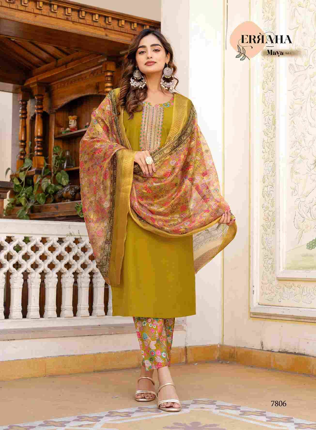 Maya Vol-1 By Erraha 7801 To 7808 Series Festive Suits Collection Beautiful Stylish Fancy Colorful Party Wear & Occasional Wear Vatican Dresses At Wholesale Price