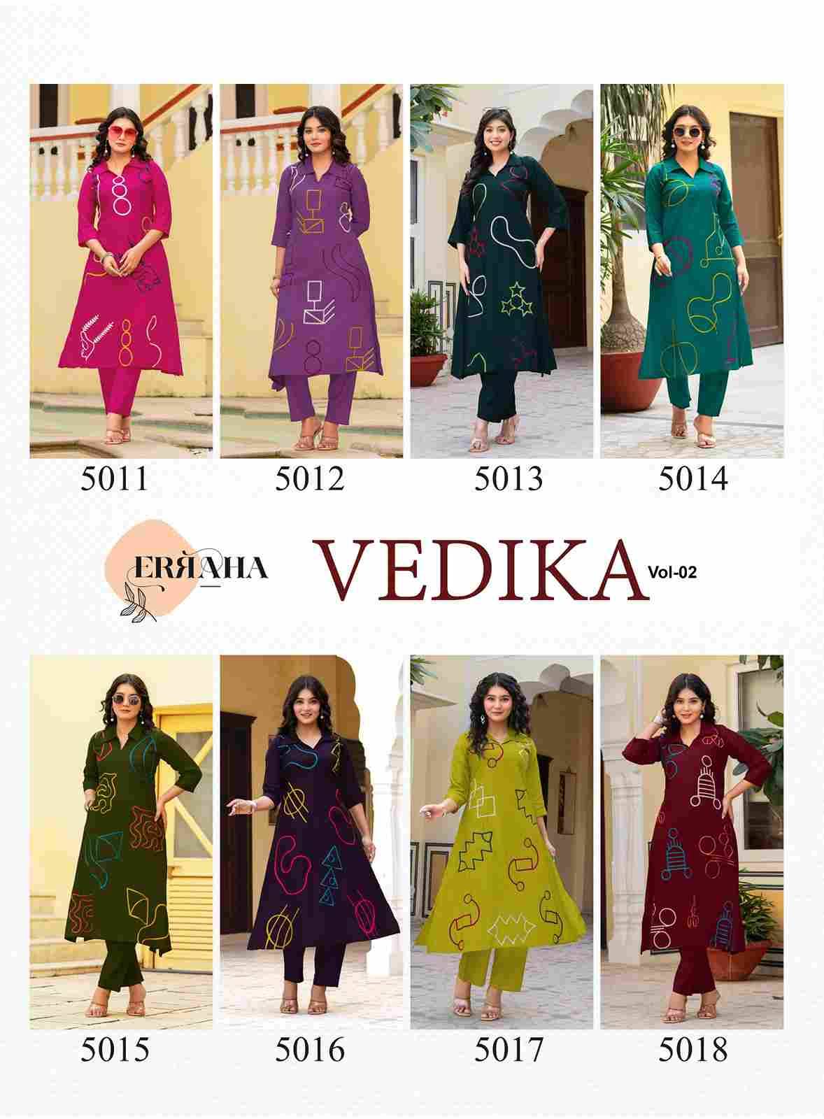 Vedika Vol-2 By Erraha 5011 To 5018 Series Designer Stylish Fancy Colorful Beautiful Party Wear & Ethnic Wear Collection Viscose Print Tops With Bottom At Wholesale Price