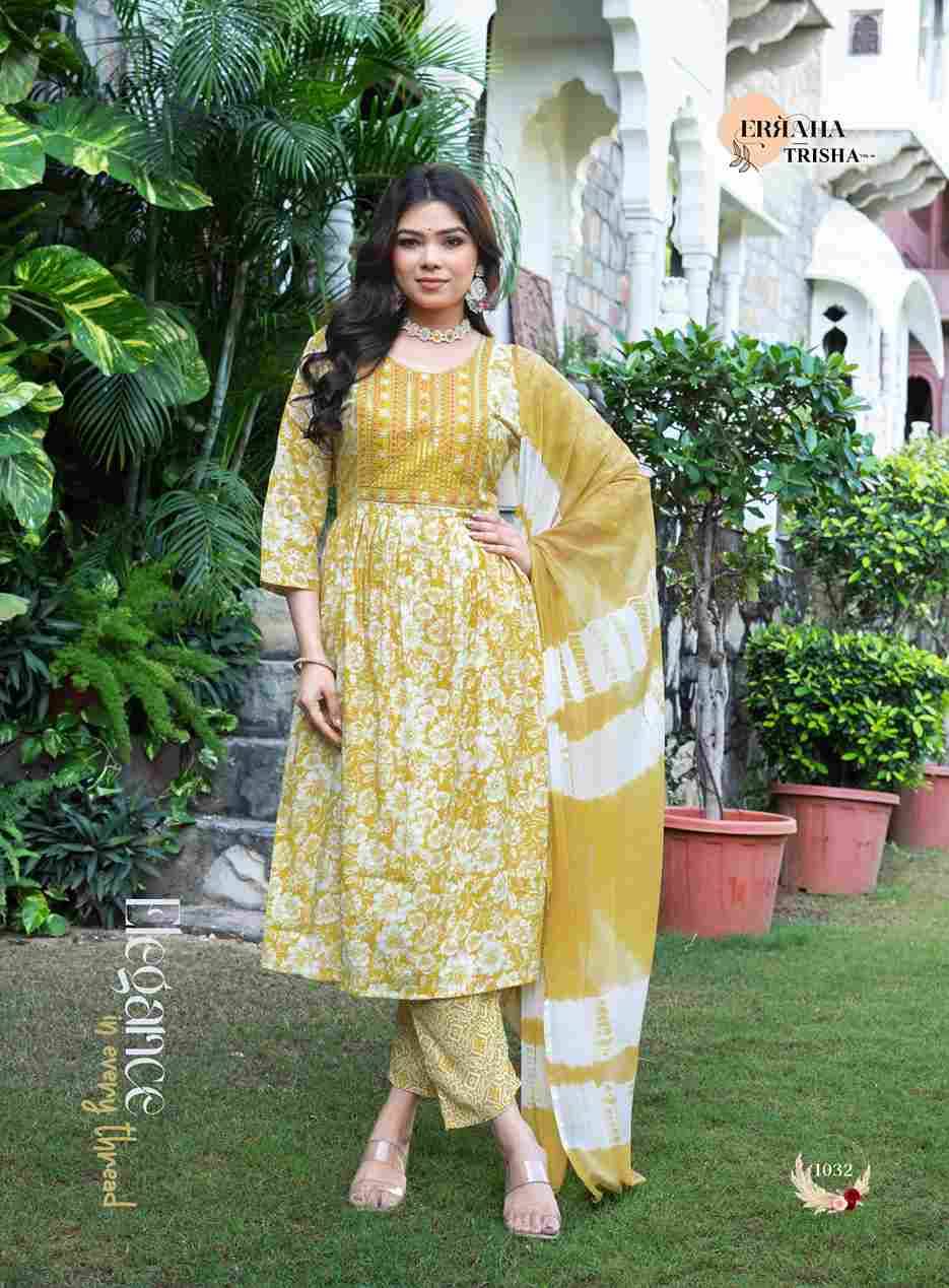 Trisha Vol-4 By Erraha 1031 To 1038 Series Festive Suits Collection Beautiful Stylish Fancy Colorful Party Wear & Occasional Wear Rayon Dresses At Wholesale Price