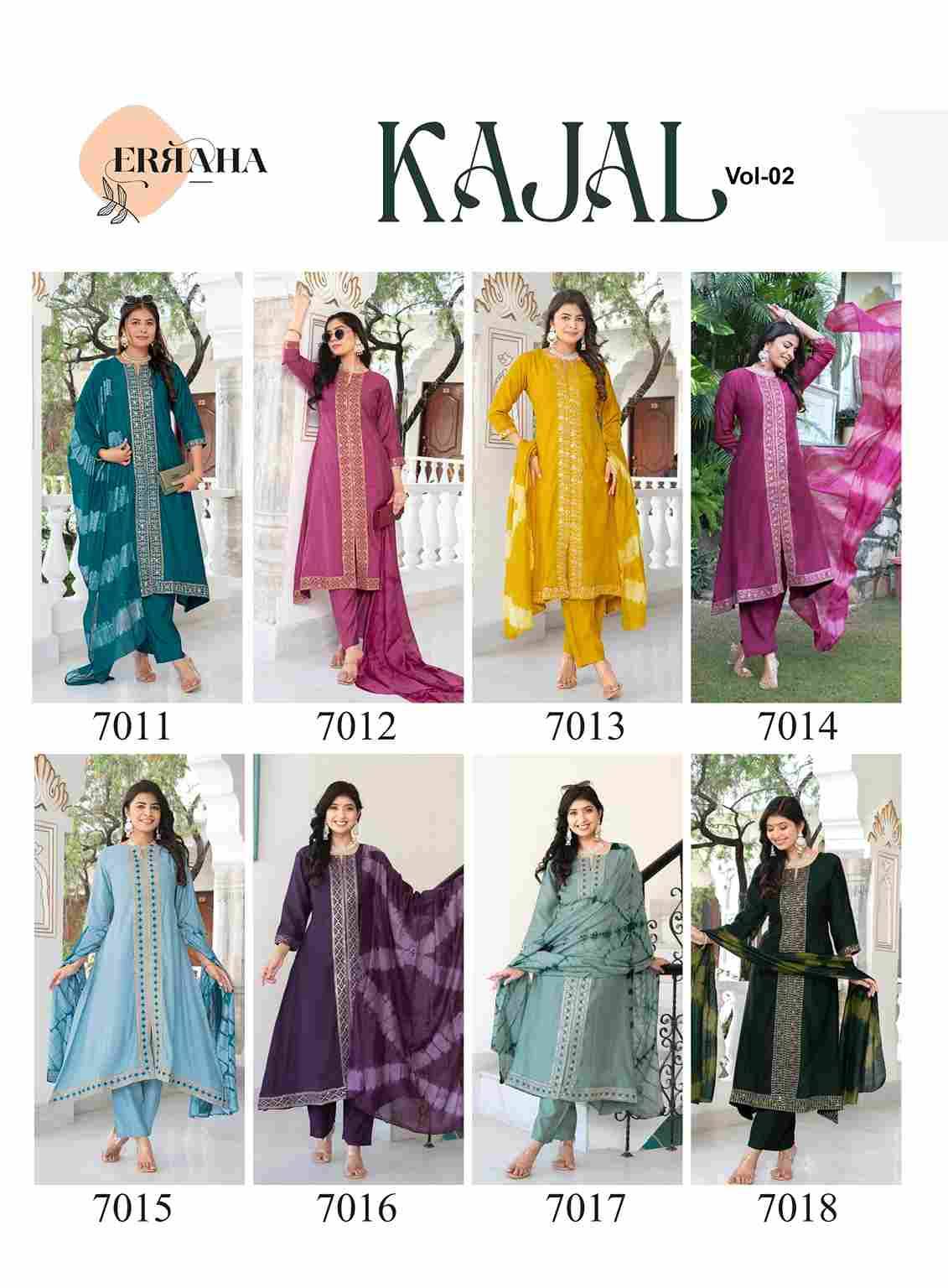 Kajal Vol-2 By Erraha 7011 To 7018 Series Festive Suits Collection Beautiful Stylish Fancy Colorful Party Wear & Occasional Wear Vatican Dresses At Wholesale Price