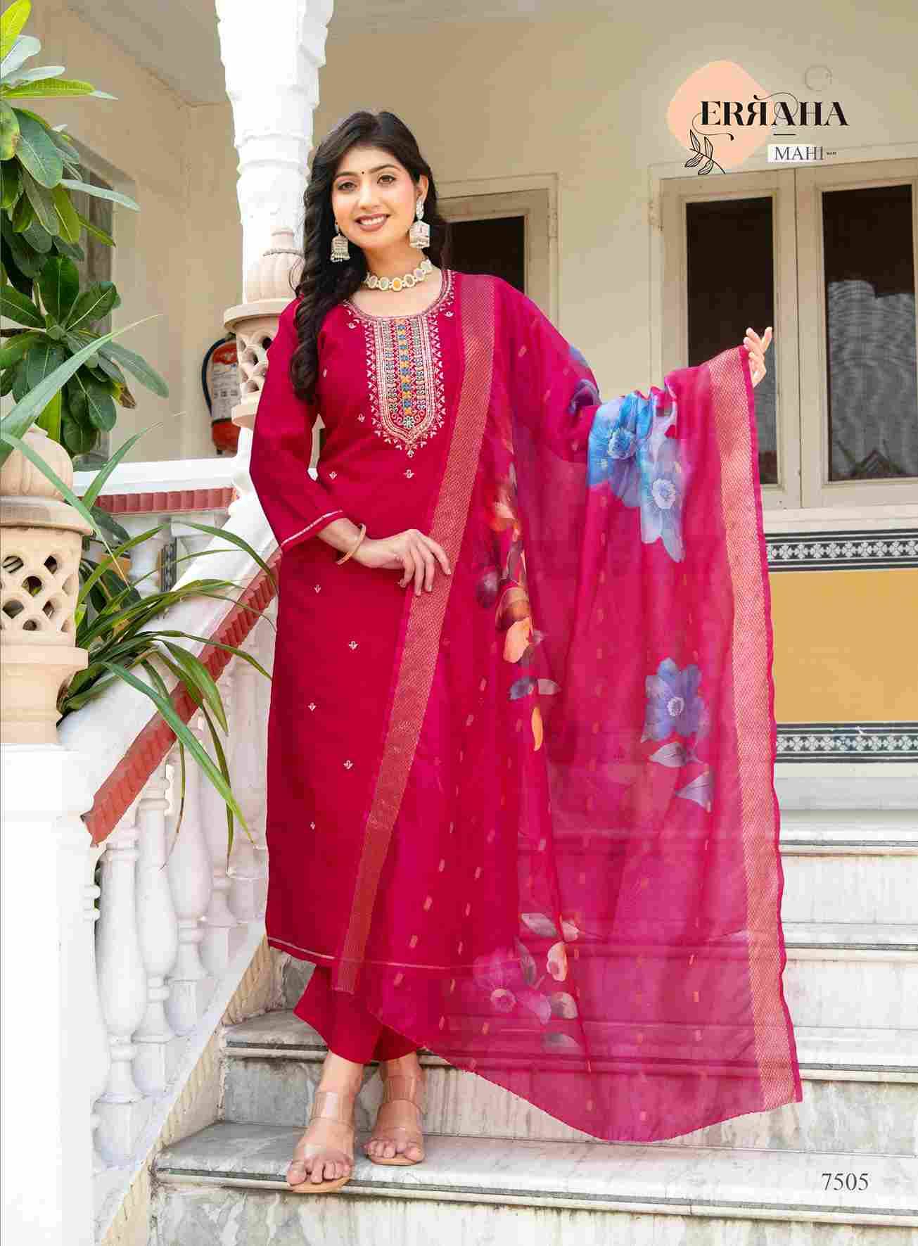 Mahi Vol-1 By Erraha 7501 To 7508 Series Festive Suits Collection Beautiful Stylish Fancy Colorful Party Wear & Occasional Wear Vatican Dresses At Wholesale Price