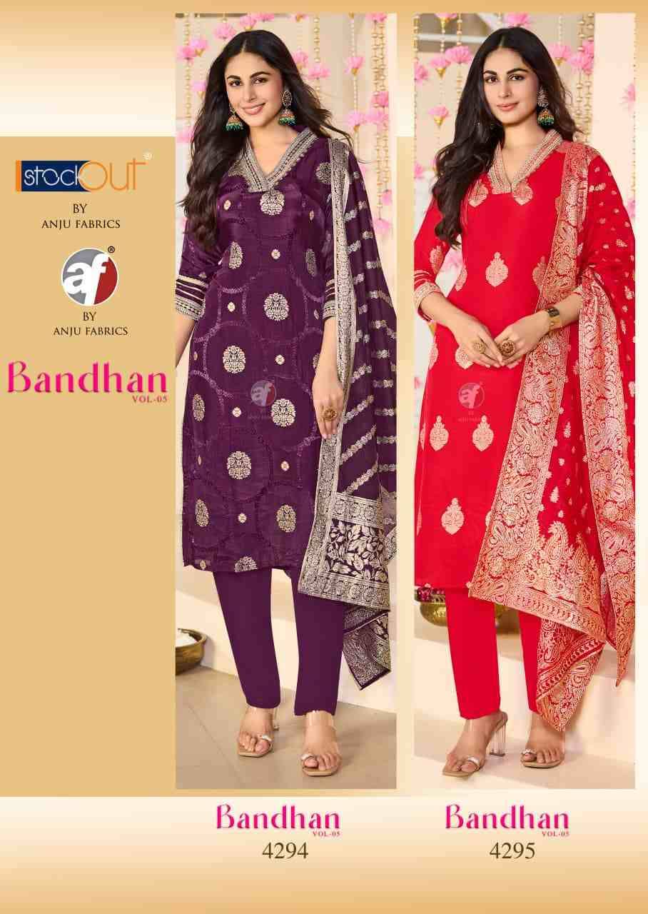 Bandhan Vol-5 By Anju Fabrics 4291 To 4295 Series Beautiful Festive Suits Colorful Stylish Fancy Casual Wear & Ethnic Wear Doal Silk Jacquard Dresses At Wholesale Price