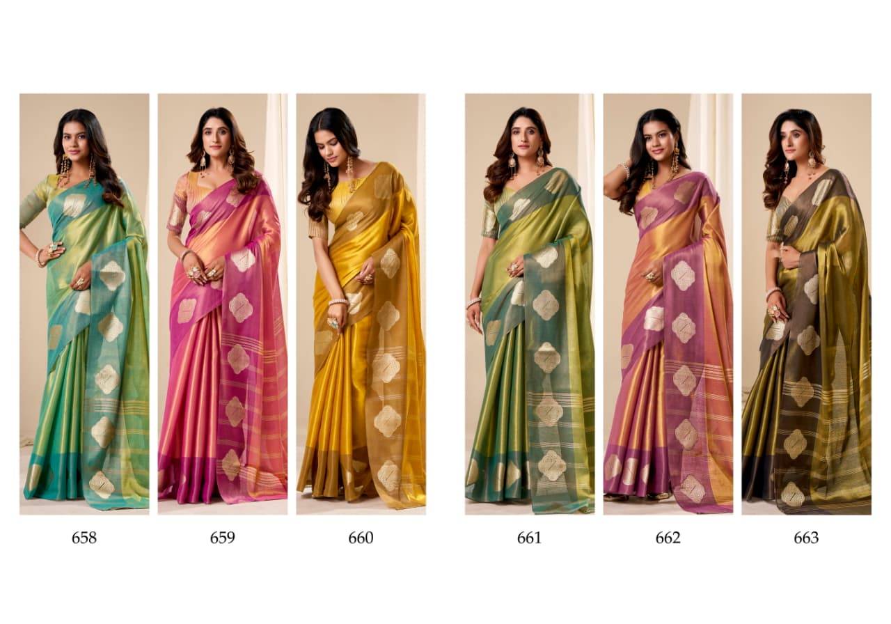 Sunlight By Rajpath 658 To 663 Series Indian Traditional Wear Collection Beautiful Stylish Fancy Colorful Party Wear & Occasional Wear Handloom Tissue Soft Silk Sarees At Wholesale Price