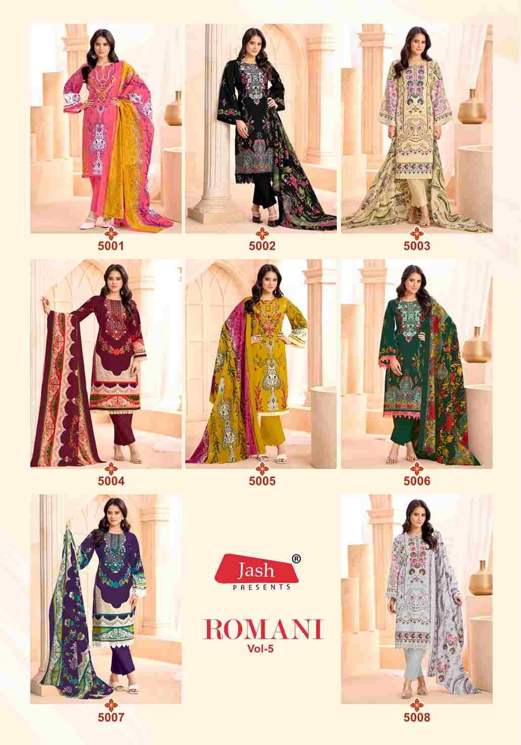Romani Vol-4 By Jash 5001 To 5008 Series Beautiful Festive Suits Stylish Fancy Colorful Casual Wear & Ethnic Wear Cotton Print Dresses At Wholesale Price