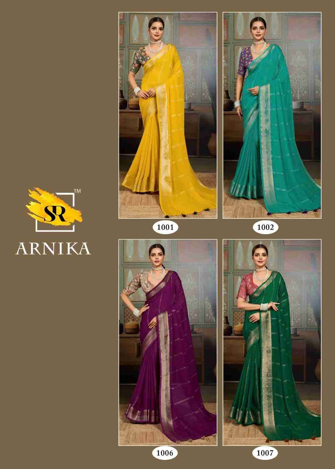 Arnika By Sr 1001 To 1010 Series Indian Traditional Wear Collection Beautiful Stylish Fancy Colorful Party Wear & Occasional Wear Pure Bamber Silk Sarees At Wholesale Price