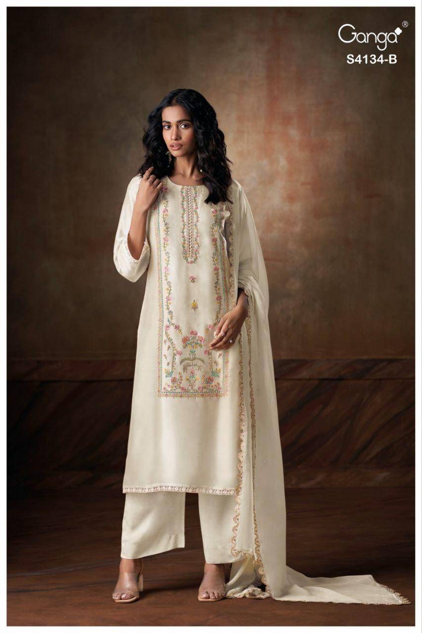 Bhrisha-4134 By Ganga Fashion 4134-A To 4134-D Series Beautiful Festive Suits Stylish Colorful Fancy Casual Wear & Ethnic Wear Premium Bemberg Silk Print Dresses At Wholesale Price