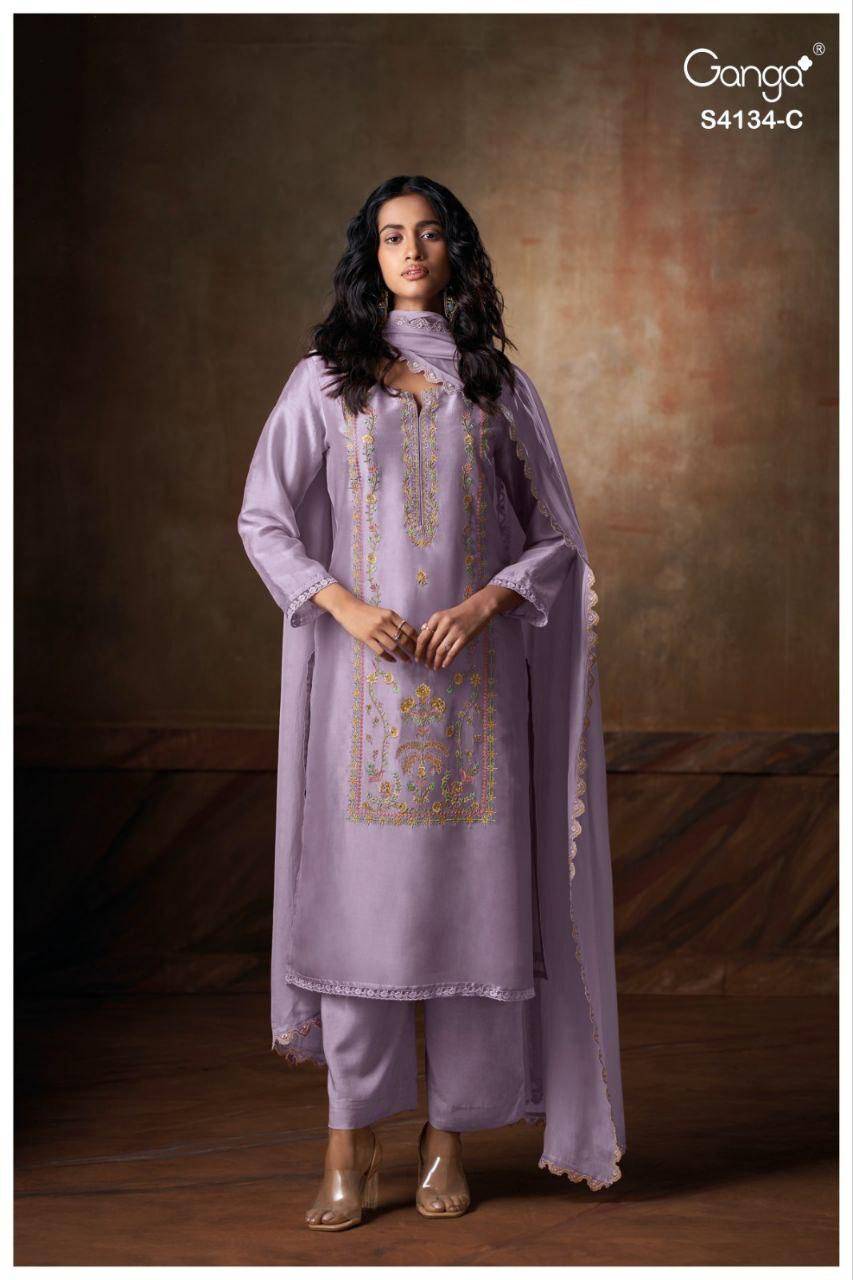 Bhrisha-4134 By Ganga Fashion 4134-A To 4134-D Series Beautiful Festive Suits Stylish Colorful Fancy Casual Wear & Ethnic Wear Premium Bemberg Silk Print Dresses At Wholesale Price